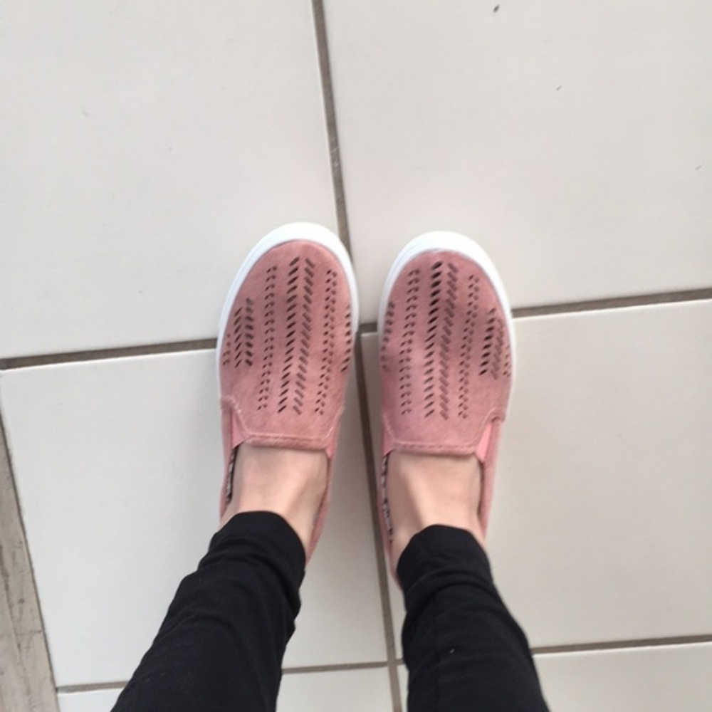 RESTOCKED! Pink Laser Cut-Out Slip On Sneakers - Picture 3 of 5